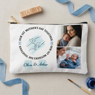 Minimalist Blue 1st Mother's Day Custom Keepsake Decorative Cushion