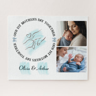 Minimalist Blue 1st Mother's Day Custom Keepsake Jigsaw Puzzle