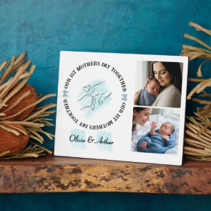 Minimalist Blue 1st Mother's Day Custom Keepsake Plaque