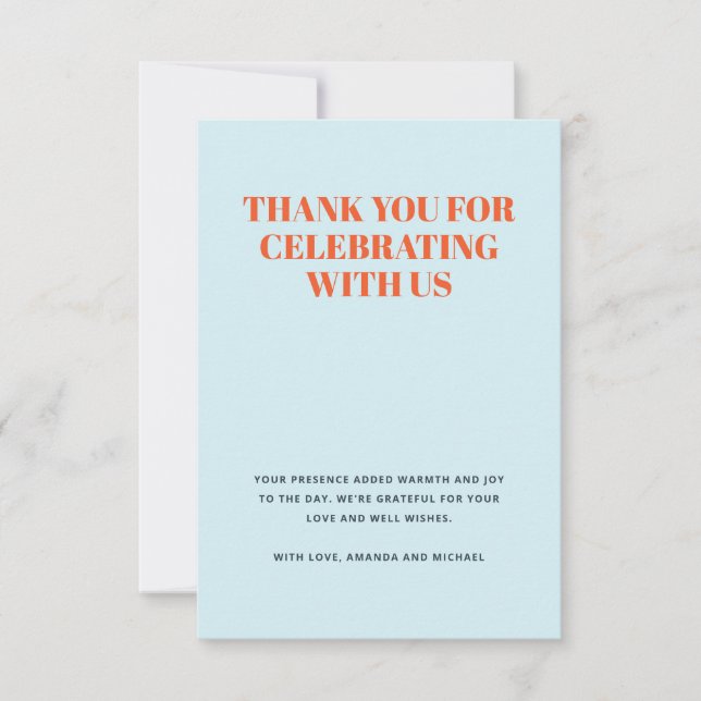 Minimalist Blue and Red Thank You Card (Front)