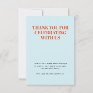 Minimalist Blue and Red Thank You Card