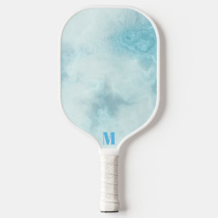 Minimalist Blue and White Modern Monogram Pickleball Paddle