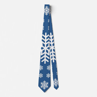 Minimalist Blue and White Snowflakes Holiday Xmas Tie