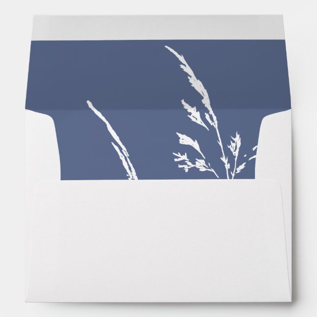 Minimalist Blue and White Wedding Envelope (Back (Bottom))
