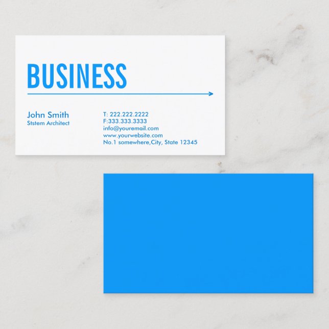 Minimalist Blue Arrow System Architect Business Card (Front/Back)