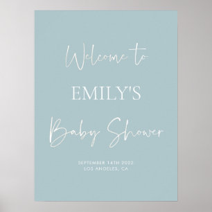 Minimalist Blue Baby Shower Welcome Sign