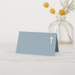 Minimalist Blue baptism place cards