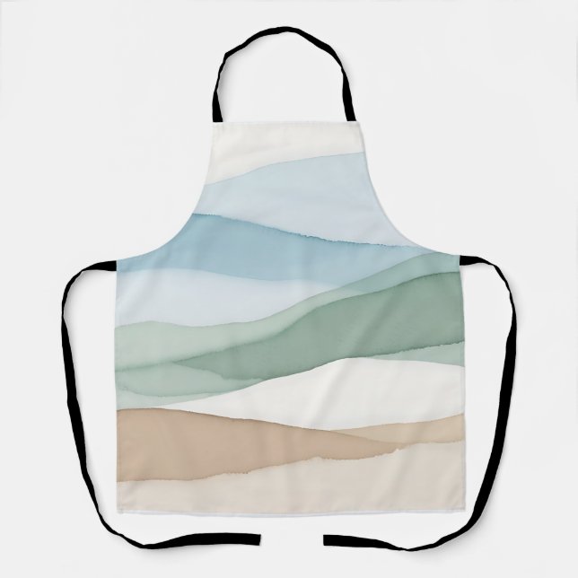 Minimalist Blue Beige Landscape Apron (Front)