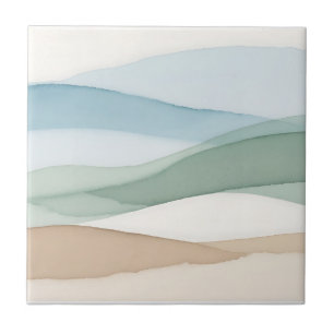 Minimalist Blue Beige Landscape Ceramic Tile