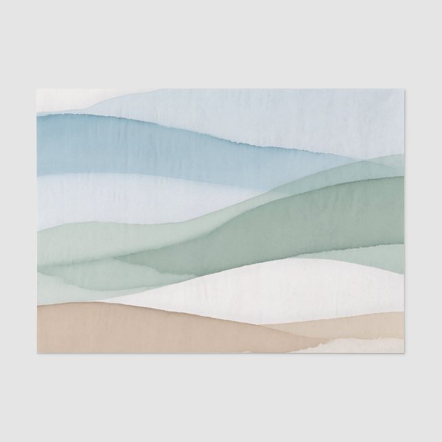 Minimalist Blue Beige Landscape Tissue Paper (Front)