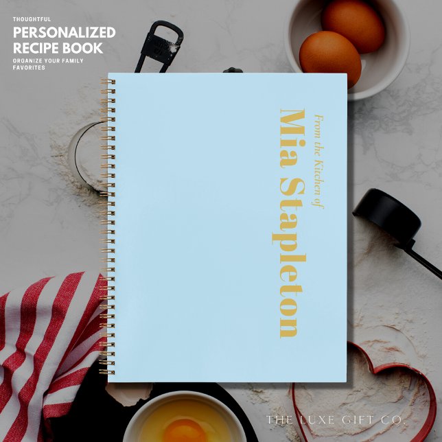 Minimalist Blue Blank Recipe Book with Name (Creator Uploaded)