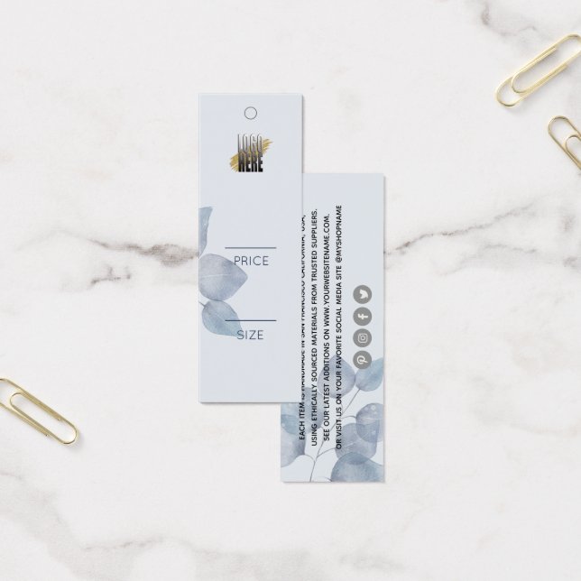 Minimalist Blue Botanical Clothing Swing Price tag (Office)