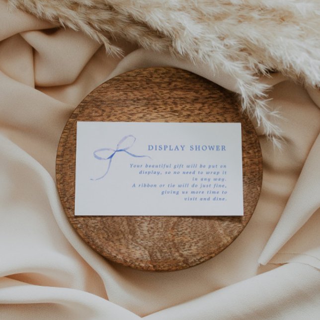 Minimalist Blue Bow Bridal Shower Display Shower Enclosure Card (Creator Uploaded)