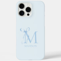 Minimalist Blue Bow Initial Monogram