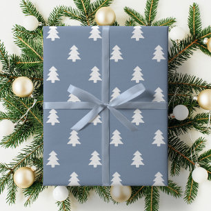 Minimalist Blue Boy Christmas Pine Tree Winter Wrapping Paper