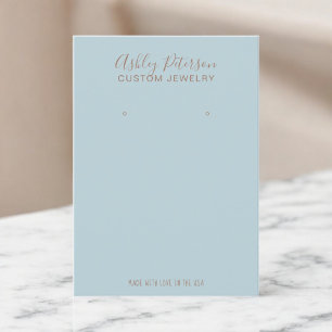 Minimalist blue brown jewellery earring display business card