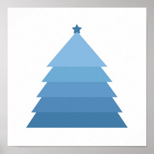 Minimalist Blue Christmas Tree Poster