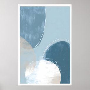 Minimalist Blue Circle Art Print - Soft Brush