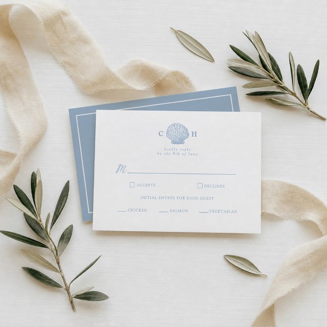 Minimalist Blue Coastal Wedding RSVP Enclosure Card (Creator Uploaded)