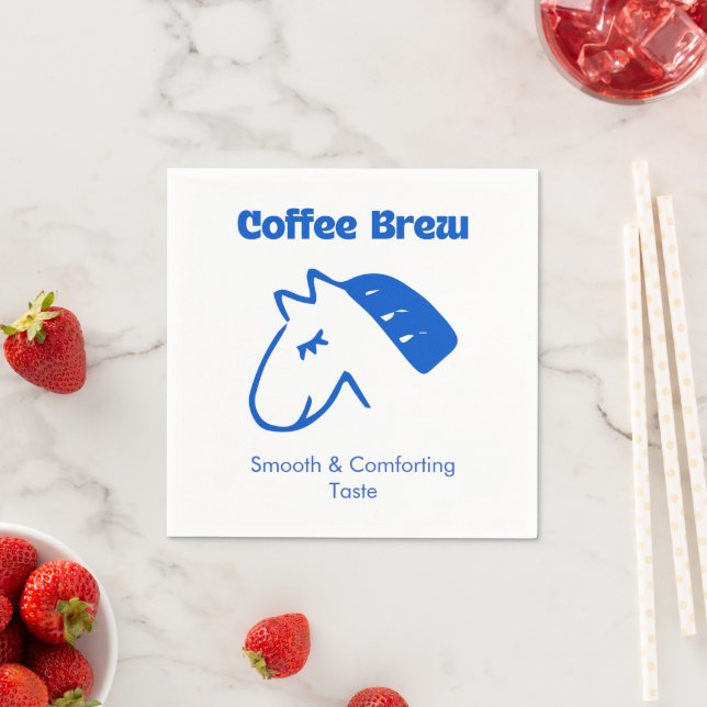 Minimalist Blue Coffee Logo Napkin (Insitu)
