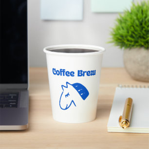 Minimalist Blue Coffee Logo Paper Cups