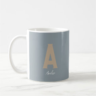 Minimalist Blue Custom Monogram Coffee Mug