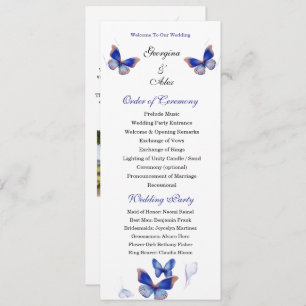 Minimalist Blue Editable Photo Wedding Program