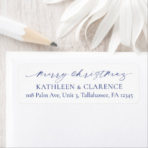 Minimalist Blue Elegant Christmas Return Address Label