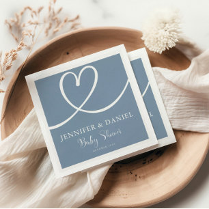 Minimalist Blue Elegant Oh Baby Shower Napkin
