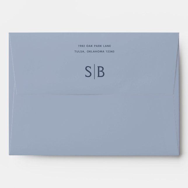 Minimalist Blue Envelope with Return Address (Back (Top Flap))