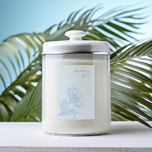 Minimalist Blue Floral Candle Label