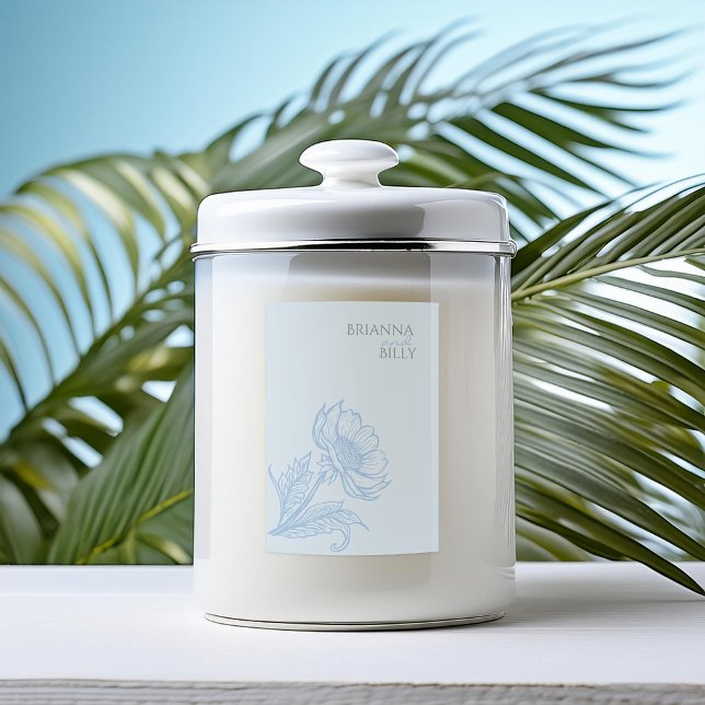 Minimalist Blue Floral Candle Label (Creator Uploaded)