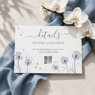 MInimalist Blue Floral Wedding Details Enclosure Card