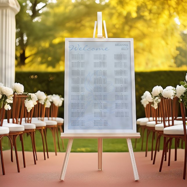 Minimalist Blue Floral Wedding Seating Chart (Creator Uploaded)