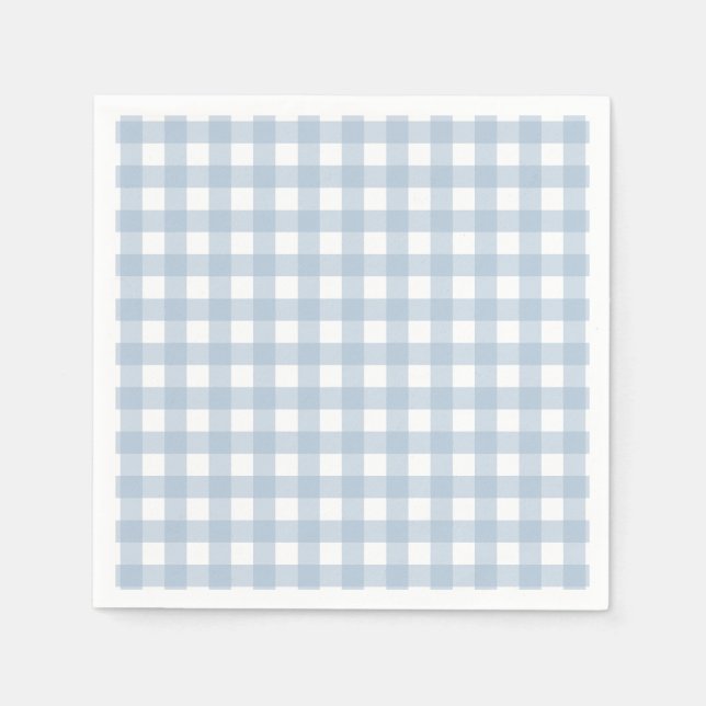 Minimalist Blue Gingham Plaid Pattern Napkin (Front)