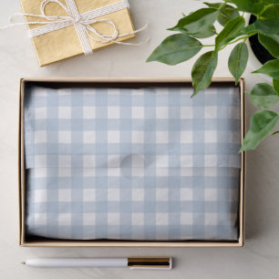 Minimalist Blue Gingham Plaid Pattern Tissue Paper