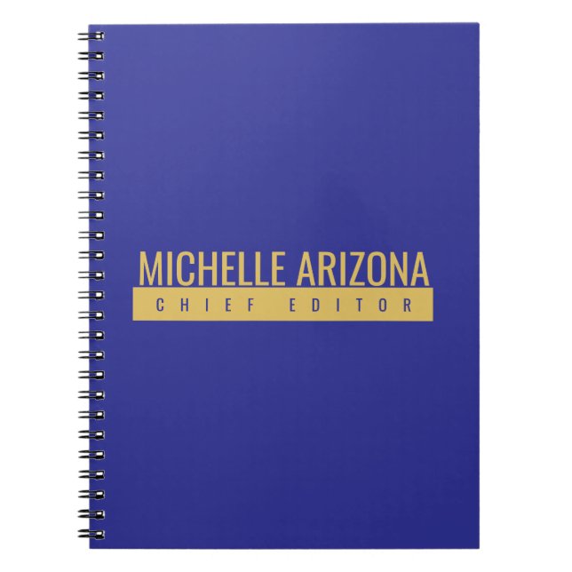 Minimalist Blue & Gold Colour Professional Modern  Notebook (Front)