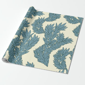 Minimalist Blue-Green Hand-Drawn Willow Branch Wrapping Paper
