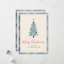 Minimalist Blue Grey Scandi Photo Christmas Card