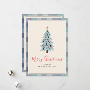 Minimalist Blue Grey Scandi Photo Christmas Card 