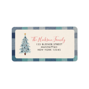Minimalist Blue Grey Scandi Tree Label