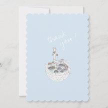 Minimalist Blue Handdrawn Thank You Postcard