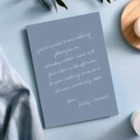 Minimalist Blue Handwritten Letter Wedding