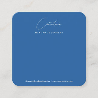 Minimalist Blue Handwritten Script Jewellery Displ Square Business Card