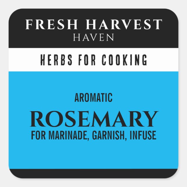 Minimalist Blue Herb Square Sticker (Front)