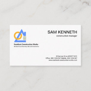 Minimalist Blue Home Rising Sun Construction Business Card