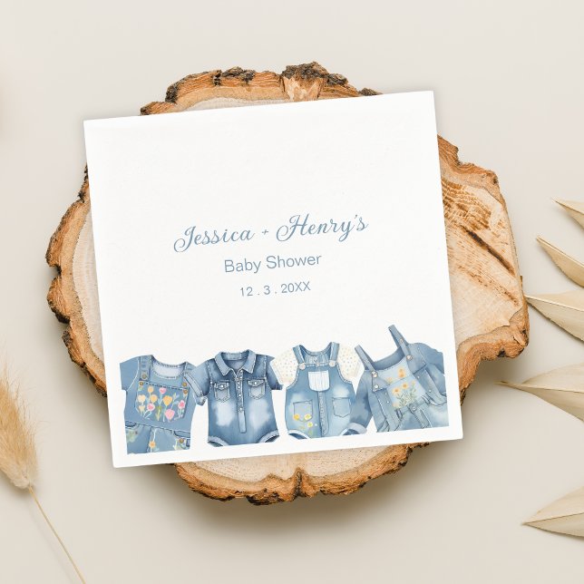 Minimalist Blue Jean Baby Denim Baby Shower Napkin (Creator Uploaded)