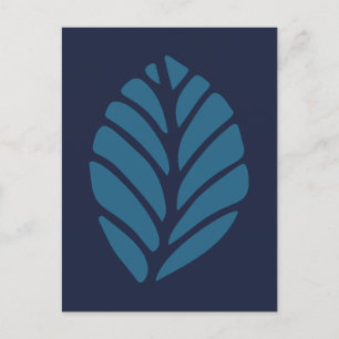 Minimalist Blue Leaf  Postcard