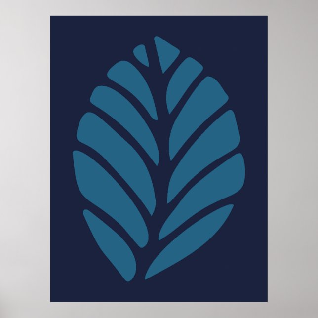 Minimalist Blue Leaf  Poster (Front)