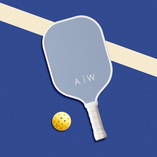 Minimalist Blue Modern Monogram Pickleball Paddle (Creator Uploaded)